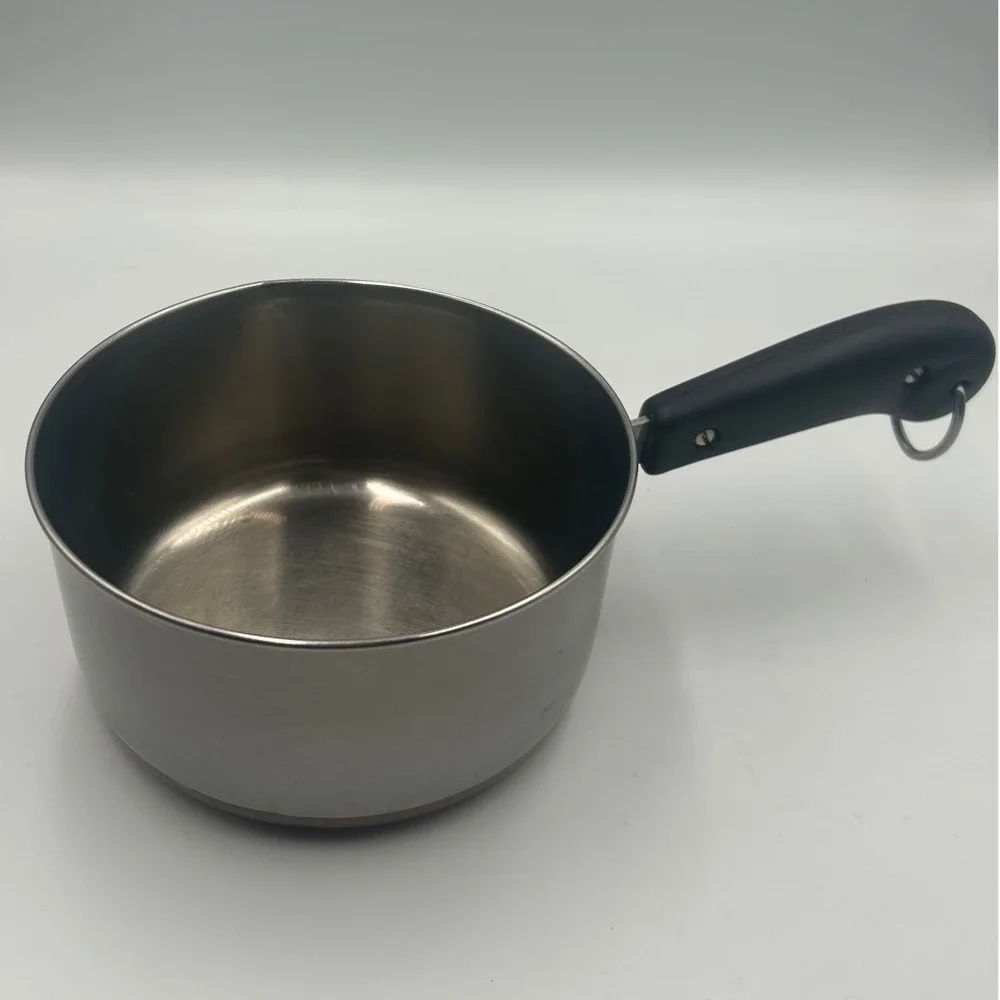 Revere Ware 1 Quart Saucepan Copper Bottom Stainless Steel Pot with Handle Ring